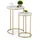 Relaxdays Satztisch, 2er Set, 2 Größen, Marmoroptik, Metall, runde Beistelltische, Wohnzimmer Couchtisch, weiß/Gold