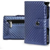 Bronzi Geldbörse (Herren Groß Vintage Leder Geldbörse, Herren Portemonnaie mit RFID Schutz), mit Geschenkbox - Italienische Geldbeutel Herren, Slim blau