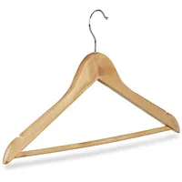 Relaxdays Kleiderbügel Set, 12 Hosenbügel aus Holz, Garderobenbügel, Haken