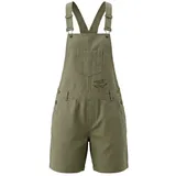 Gardena Damen Latzhose Jeans Latzshorts kurze Hose Baumwolle Olivgrün, Gr. 42