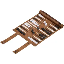 Relaxdays Backgammon, zum Aufrollen, Weiß,Braun,Schwarz