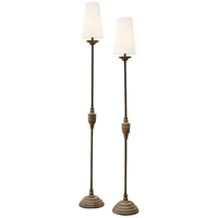 Loberon Stehlampe 2er Set Abigail Eisen, Mangoholz, Baumwolle, H/Ø