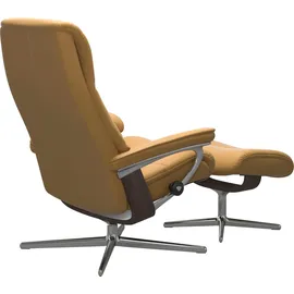 Stressless Fußhocker STRESSLESS "View", gelb (honey paloma), B:57cm H:43cm T:47cm, Hocker, Fußhocker, mit Cross Base, Größe S, M & L, Holzakzent Wenge