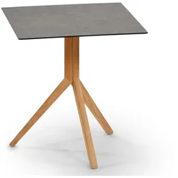 Trio Garten Bistrotisch eckig Teak HPL Steingrau 60x60 cm