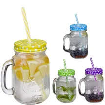 Relaxdays Bunte Trinkgläser mit Deckel 0,5 l 4-tlg.