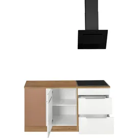 kochstation Winkelküche KS-Brindisi L-Form 290 x 170 cm weiß hochglänzend