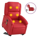 vidaXL Massagesessel mit Aufstehhilfe Elektrisch Rot Kunstleder