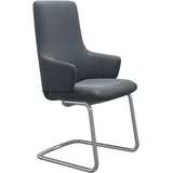 Polsterstuhl STRESSLESS "Laurel", blau (atlantic blau batick, chrom matt), B:58cm H:105cm T:60cm, Leder BATICK: BATICK ist ein leicht korrigiertes, durchgefärbtes und genarbtes Möbelleder, bei dem die meisten Unebenheiten und Spuren in der Regel entfernt wurden., Stühle, Polsterstuhl, High Back mit Armlehne, Größe L, mit Beinen aus Stahl in Chrom matt