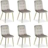 Homestyle4u Esszimmerstuhl 6er Set in Beige und Gold Samt 2335