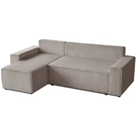 beautysofa Ecksofa HEKTOR poso2 Dunkelbeige , Breite der Ottomane 70 cm, mit Schlaffunktion - Beige