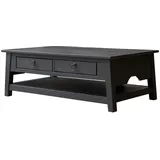 Tikamoon Couchtisch aus Kiefer massiv Thaki black 100 × 60