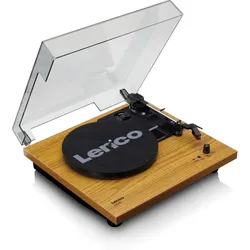 LENCO LS-10WD Plattenspieler mit Lautsprechern, weiß/Holz