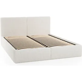 FEDVE Polsterbett Doppelbett Riberia Slim Bett mit Bettkasten 120x200 - Creme