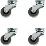 MS Beschläge Möbelrollen 4er Set Hartgummi ø 40mm mit Anschraubplatte Transportrolle Metall