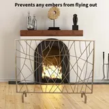Kaminschutzgitter – Großes Funkenschutzgitter für Kamin oder Ofen – Funkenschutz – Sicherheitsbarriere – Goldenes Kaminschutzgitter