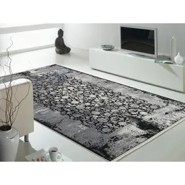 Musterring Teppich MUSTERRING "COLORADO FLOWER", grau (grau, schwarz), B:160cm H:5mm L:230cm, Polyacryl, Viskose, Teppiche, Teppich, exclusive MUSTERRING DELUXE COLLECTION hochwertig gekettelt Fransen