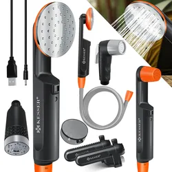 KESSER® Campingdusche mit Akku Tauchpumpe Handbrause 2x 2200mAh-Lithium-Akku, USB-Ladekabel , für Camping Garten - Auto - Outdoor , Hundedusche , Autoreinigung , Inkl. Tragetasche, 12V Pumpe