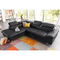 Ecksofa COTTA "Driver L-Form" Sofas Gr. B/H/T: 268cm x 73cm x 214cm, Leder BEEFY, Ottomane links, mit Kopfteilverstellung-mit Bettfunktion und Bettkasten, schwarz mit Kopfteilverstellung, wahlweise Bettfunktion