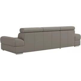sit&more Ecksofa SIT & MORE "Broadway L-Form", grau (grau, grau), B:284cm H:79cm T:171cm, Luxus-NaturLeder;Luxus-Kunstleder;NaturLEDER;Microfaser Primabelle (100% Polyester), Sofas, Ecksofa, inklusive Kopfteilverstellung, wahlweise mit Bettfunktion