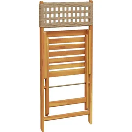 vidaXL 3-tlg. Bistro-Set Beige Poly Rattan und Massivholz