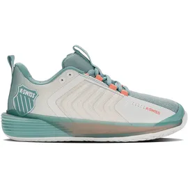 K-Swiss Performance Damen ULTRASHOT 3 Tennis Shoe, Blanc/Nile Blue/Desert Flower, 37.5 EU
