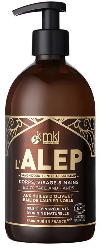 mkl Nature Green Savon D'alep- Certifié Cosmos Natural 500 ml Vloeibare zeep