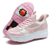 LYBANG Rollschuhe für Kinder Schuhe Mit Doppelt Rollen Automatisch Räder Rochen Skateboardschuhe Outdoor Fitnessschuhe Gymnastik Sneakers Kinder - 40 EU