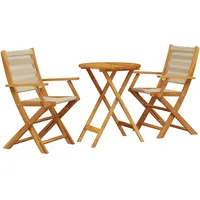 vidaXL 3-tlg. Bistro-Set Beige Polypropylen und Massivholz