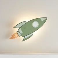 Lights4fun LED Wandleuchte Rakete Fernbedienung Timer batteriebetrieben Innenbereich Kinderzimmerdeko