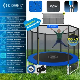 Kesser Trampoline Komplettset 305 cm inkl. Sicherheitsnetz, Leiter und Randabdeckung blau