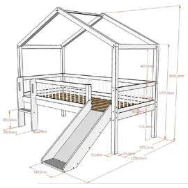 Vipack Hausbett Forrest 90 x 200 cm Buche massiv lackiert weiß