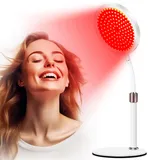 Relhafethy Rotlichtlampe mit Sockel, 660nm&850nm Infrarotlichtlampe, 3-in-1 Chip Design & Verstellbarer Schwanenhals & 10/30/45min Timer, 100LEDs Rotlicht Therapie für den Hausgebrauch