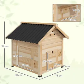 PawHut Entenstall aus Holz 78 x 90 x 92 cm Natur