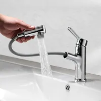 HOMELODY Wasserhahn Bad mit ausziehbar Brause, Armatur mit ausziehbarer Brause, Spültischarmatur mit herausziehbarer Dual-Spülbrause, Mischbatterie Bad, Chrom