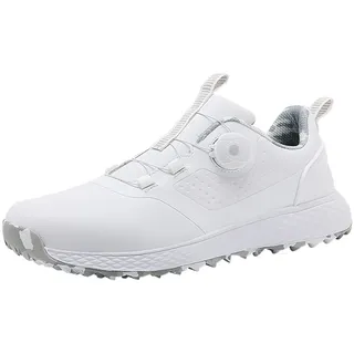 PENXZT Extra Weit Golfschuhe für Herren, Männer Leichte Atmungsaktiv Golfschuhe mit Drehschnalle Abriebfest rutschfest wasserdicht,Weiß,39 EU - 39 EU