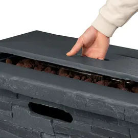 Blumfeldt Anafi Gas-Feuerstelle, 40.000BTU/13kW, Abdeckung, Edelstahlbrenner, Heizstrahler & Feuerstellen, dunkelgrau