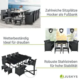 Juskys Polyrattan Sitzgruppe Baracoa XXL 13-teilig – Gartenmöbel wetterfest stapelbar für Garten