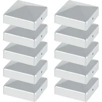 Swanew - 10x Pfostenkappe Zaunpfahl Abdeckung Pfostenkappe Pyramide Abdeckkappe 91x91mm Silber