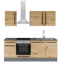 BASIC by Balculina Küchenzeile Jazz 220 cm anthrazit/artisan eiche/metallic braun