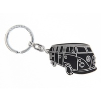 BRISA VW Collection - Volkswagen Metall Schlüssel-Anhänger-Ring Schlüsselbund-Accessoire Keyholder im T1 Bulli Bus Design (Silhouette/Schwarz)