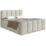 Juskys Boxspringbett Manitoba - Bouclé-Stoff - Beige