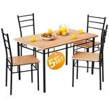 CASARIA Casaria® Esstisch mit 4 Stühlen Holz 5 teilig Set Metall 110x70cm Industrial Esszimmer Küche Stühle Tisch Möbel Essgruppe Sitzgruppe Leo