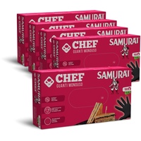 Samurai Chef Einweg-Nitrilhandschuhe für Lebensmittel, schwarz, unsteril (100 Stück, Größe L) puderfrei und latexfrei – zertifiziert für den Kontakt mit Lebensmitteln, hervorragende Beständigkeit – 5