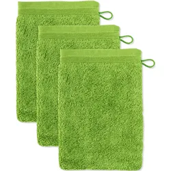Möve Waschhandschuh Superwuschel 3er Pack peridot 