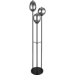 GLOBO LIGHTING Stehlampe "BLACKY", schwarz, Lampen, Stehleuchte/Glas rauchfarben/3 unterschiedliche Gläser/Wohnzimmer