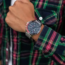Tommy Hilfiger Bank 1791718 Herrenuhr - Silber/Blau