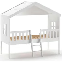 Vipack Hausbett Kiefer 90 x 200 cm weiß lackiert