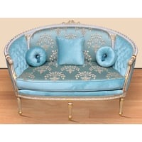 Casa Padrino Sofa Barock Sofa Türkis Muster / Weiß / Gold - Handgefertigtes Wohnzimmer Sofa im Barockstil - Prunkvolle Barock Wohnzimmer Möbel