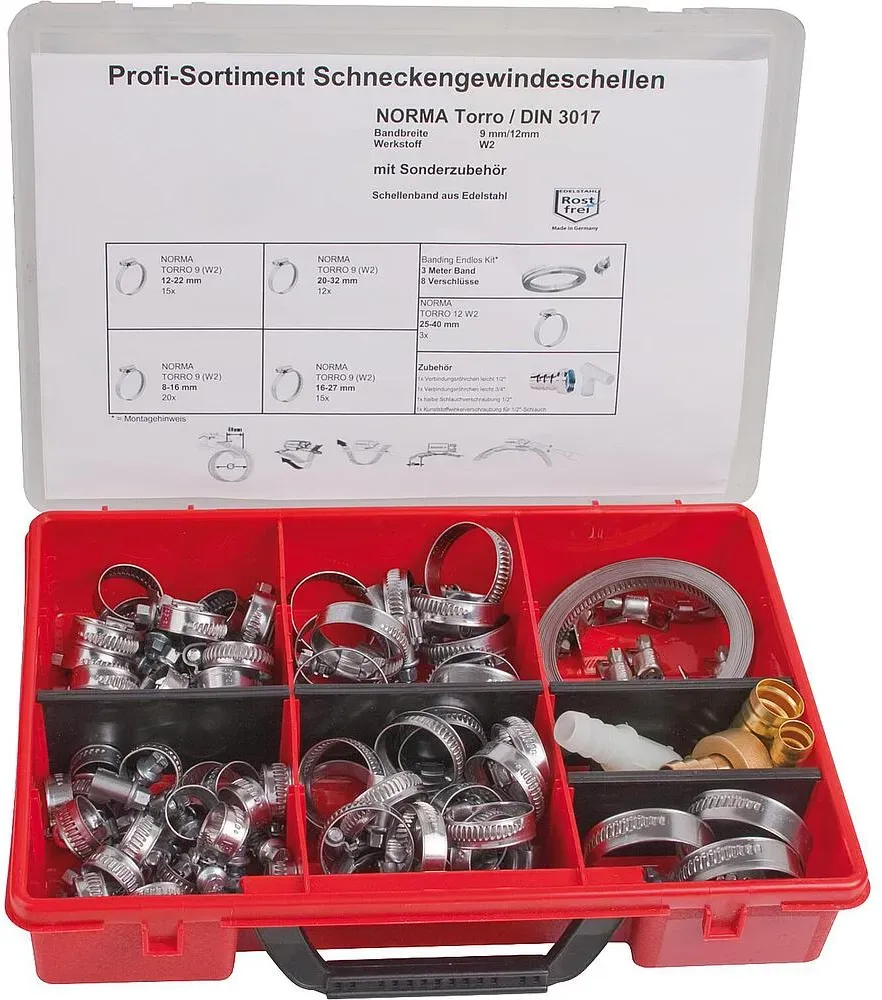 Schlauchklemmen-Sortiment W2 Edelstahl