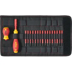 Wiha Schraubendreher & Bit-Set slimVario 19-tlg, 1000V geprüft, IEC 60900, mit Falttasche, Wechselklingensystem